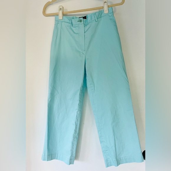 Burberry Pants - Burberry Golf cotton cropped wide leg capri pants, pockets, aqua blue, sz2, EUC